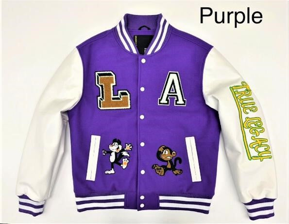 Robert Phillipe Mens Varsity Jacket (Purple)