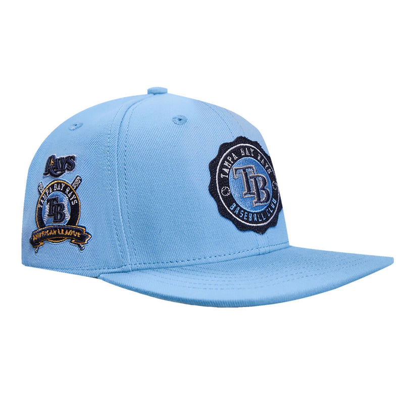 PRO STANDARD TAMPA BAY RAYS CREST EMBLEM WOOL SNAPBACK HAT (UNIVERSITY BLUE)