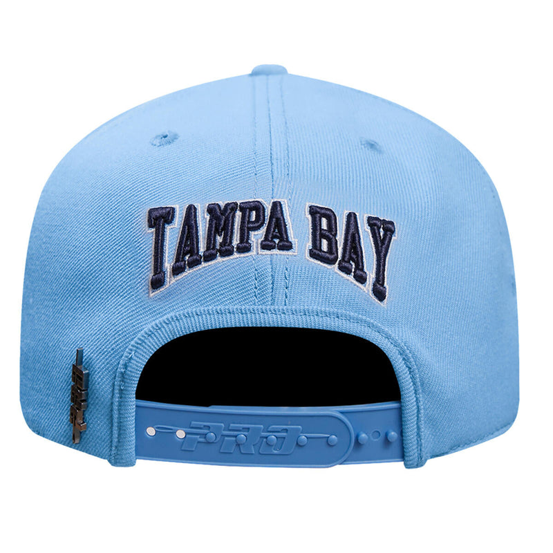 PRO STANDARD TAMPA BAY RAYS CREST EMBLEM WOOL SNAPBACK HAT (UNIVERSITY BLUE)