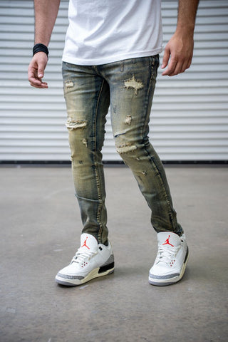 DAMATI MARCUS PREMIUM STRETCH SLIM FIT DENIM (TAN BLUE)