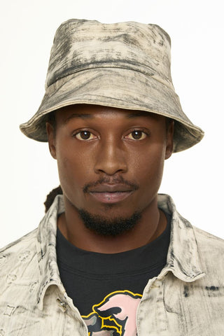 PHEELINGS NEW EMOTIONS EMBOSSED BUCKET HAT (LIGHT GREY BLACK OVERDYE)