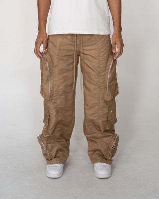EPTM BAGGY MOON ZIP CARGO PANTS (Khaki)