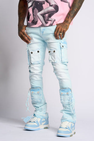 PHEELINGS PHEELING ALONE STACK CARGO DENIM (POWDER BLUE)