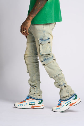 PHEELINGS GRAVATUS STACK CARGO DENIM (SAND/LIGHT BLUE)