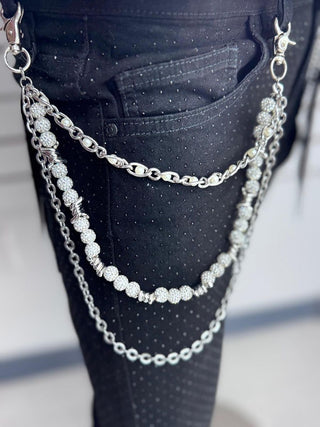 DRUNZ SILVER W WHITE 3 LAYER WALLET CHAIN