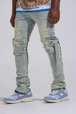 PHEELINGS "SHOOT FOR THE STARS" STACK CARGO DENIM (LIGHT BLUE)