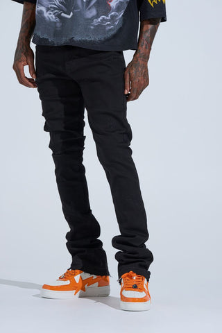 PHEELINGS "BLACK LABEL DISTRESSED STACK" STACKED DENIM (JET BLACK)