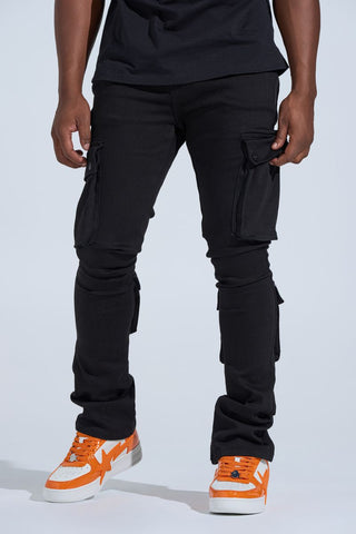 PHEELINGS "BLACK LABEL CARGO" STACK DENIM (JET BLACK)