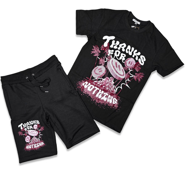 Retro Label THANKS FOR NOTHING Shorts and Shirt Set (Retro Air Jordan 1 Retro High OG Team Red)