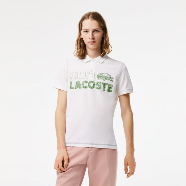 Lacoste Men’s Organic Cotton Printed Polo (White/Green)