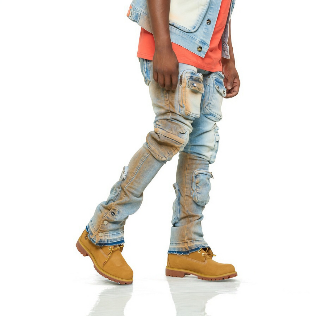 PHEELINGS JOURNEY TO GREATNESS FLARE STACK DENIM (ORANGE OVER-DYE