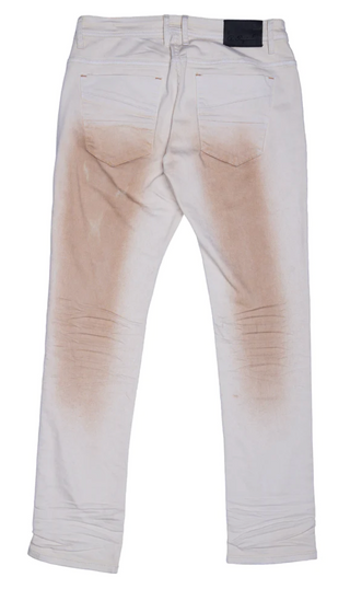 A Tiziano Tristan | Men's Stretch Twill Jeans With Stains (Creme)