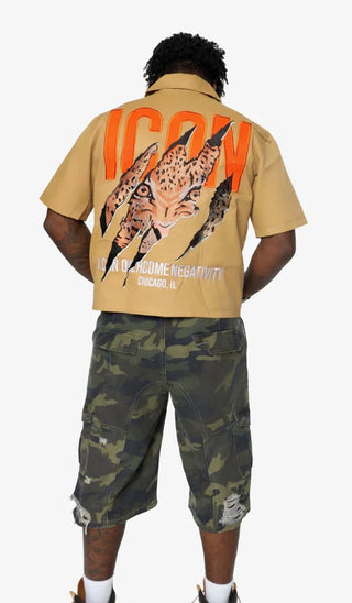 ICON TAN CROP SHIRT