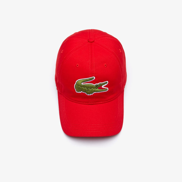 Lacoste Unisex Contrast Strap And Oversized Crocodile Cotton Cap (RED)
