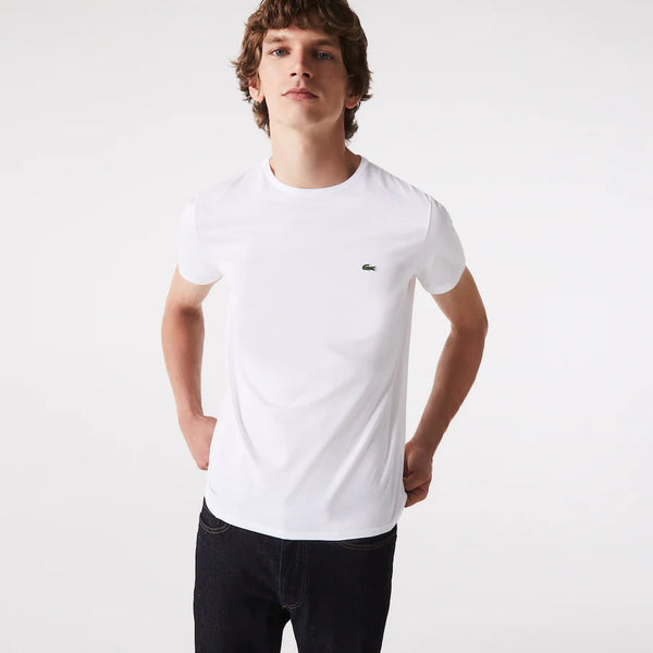 Lacoste Men's Crew Neck Pima Cotton Jersey T-shirt (WHITE)