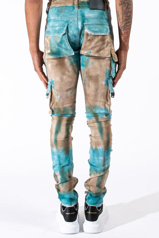 Serenede Aquarius Rule Cargo Jeans (Aqua Tie Dye)