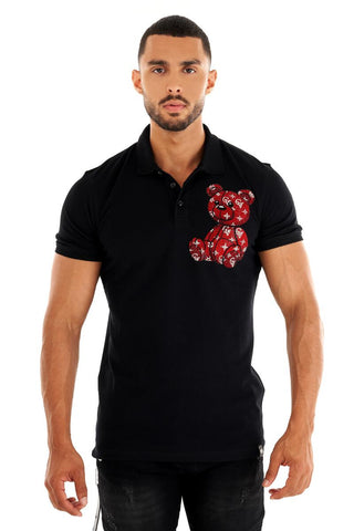 George V Paris Teddy Polo (Black/Red)