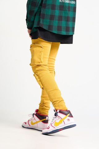 PHEELINGS  "APPRECIATE THE MOMENT" CARGO DENIM (DARK YELLOW)