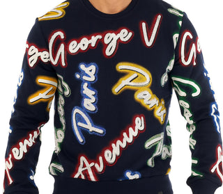 George V Paris GVP All over Logo Crewneck (Navy/Multi)