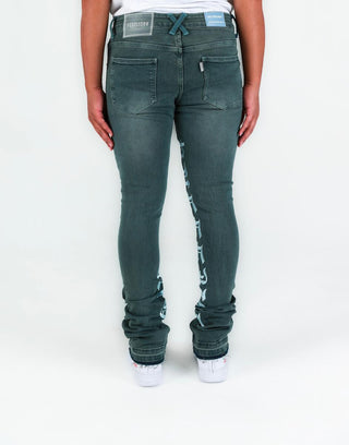 Pheelings AGAINST ALL ODDS FLARE STACK DENIM (CHARCOAL BLUE)