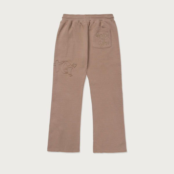 HONOR THE GIFT SCRIPT EMBROIDERED SWEATS (LIGHT BROWN)