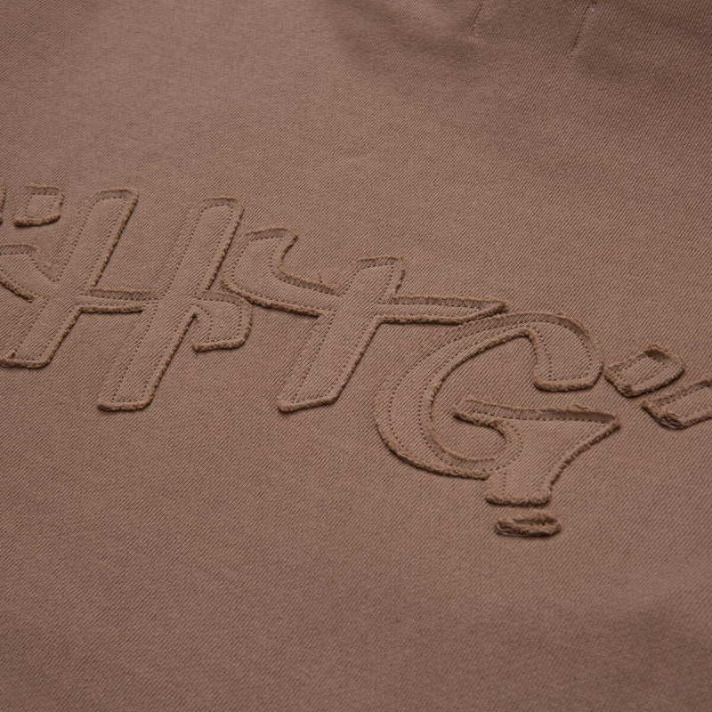 HONOR THE GIFT SCRIPT EMBROIDERED HOODIE (LIGHT BROWN)