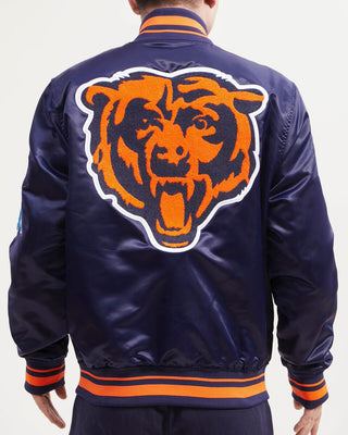 PRO STANDARD Chicago Bears Retro Classic Rib Satin Jacket (Midnight Navy/Orange/Midnight Navy)