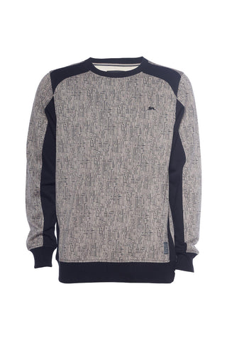 A TIZIANO VINCENT| LS PATTERN COLOR BLOCK CREW (CAVIAR)