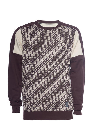 A TIZIANO LEDGER| LS PATTERN COLOR BLOCK CREW (BARK)