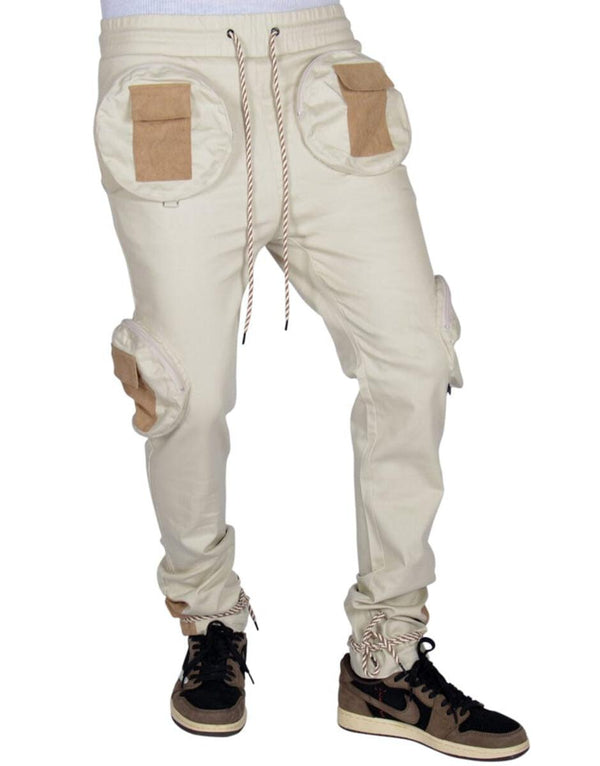 THC Soul Round Pocket Cargo Pants Joggers (Unbleached Cotton)