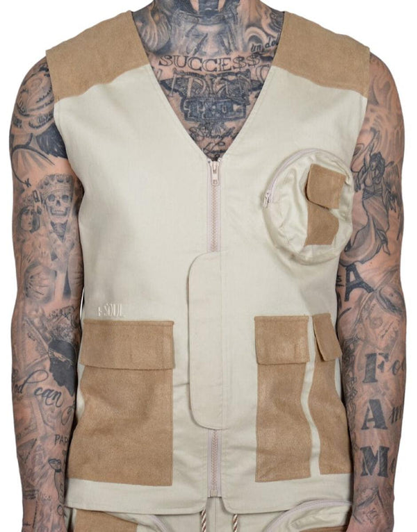 THC Soul Round Pocket Utility Vest (Unbleached Cotton)