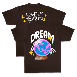 Lonely Hearts Life Is A Dream Garment-dye T-Shirt (Garment-dye Brown)