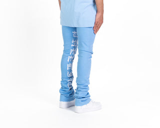 Pheelings AGAINST ALL ODDS FLARE STACK DENIM  (CYAN BLUE/WHITE)