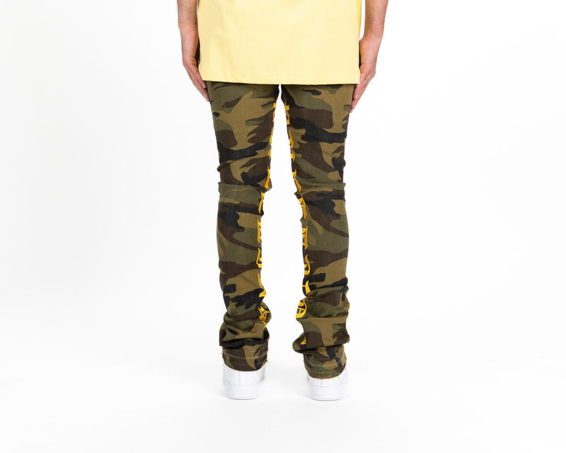 Pheelings AGAINST ALL ODDS FLARE STACK DENIM  (CAMO/YELLOW)
