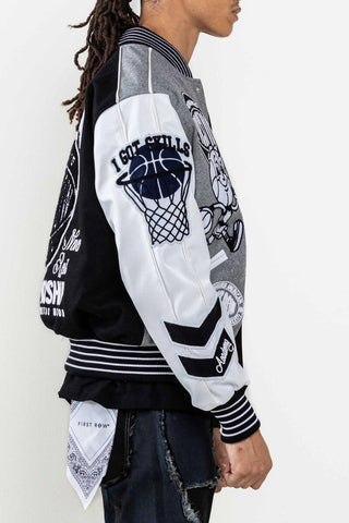 FIRST ROW DENIM THE BEST NEVER REST CHAMPIONSHIP VARSITY JACKET (BLACK)