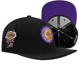 PRO STANDARD LOS ANGELES LAKERS CREST EMBLEM WOOL SNAPBACK HAT (BLACK)