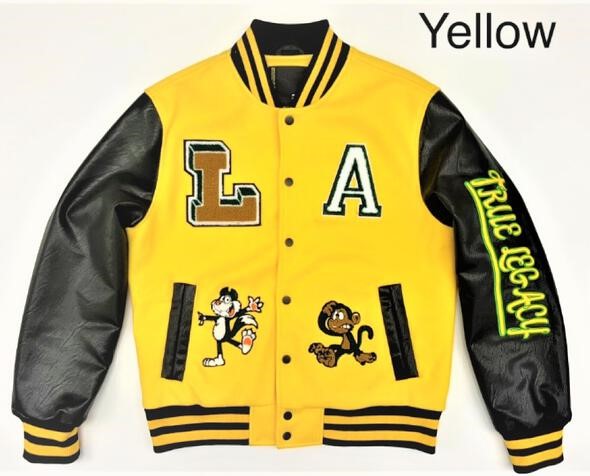 Jacket Makers Letterman LV Yellow and Black Leather Jacket