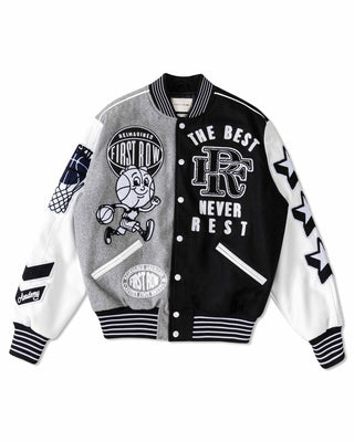 FIRST ROW DENIM THE BEST NEVER REST CHAMPIONSHIP VARSITY JACKET (BLACK)