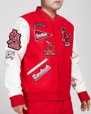 PRO STANDARD ST. LOUIS CARDINALS ANIMAL PRINT WOOL VARSITY JACKET (RED/WHITE)