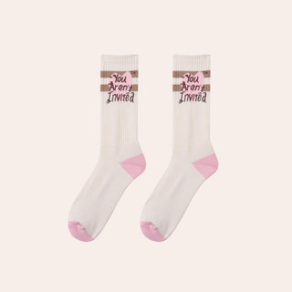 Hyde Park Y.A.I. Heart Sock (Off White & Pink)