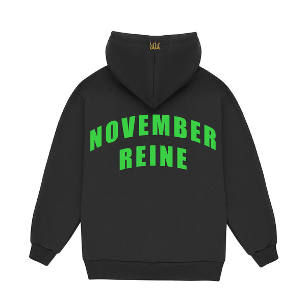 November Reine DOING NUMBERS HEAVYWEIGHT CHAIN HOODIE (BLACK AND GREEN)