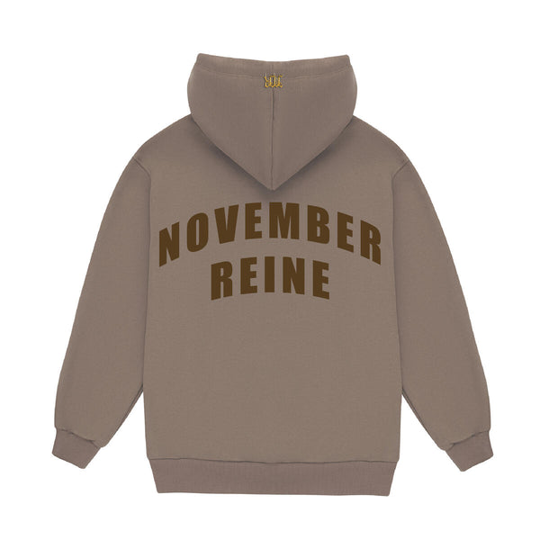 November Reine DOING NUMBERS HEAVYWEIGHT CHAIN HOODIE (TAUPE/BROWN)