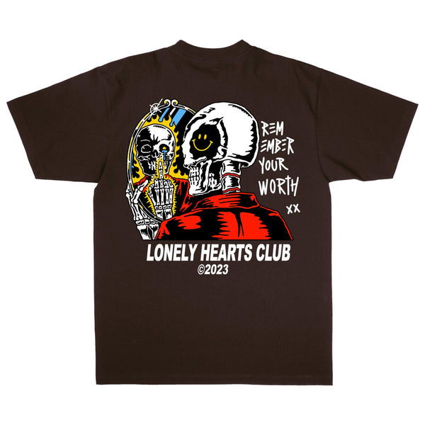 Lonely Hearts Remember Your Worth Garment-dye T-Shirt (Garment-dye Brown)