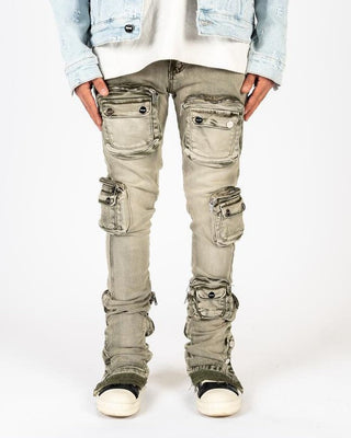 PHEELINGS JOURNEY TO GREATNESS FLARE STACK DENIM (OLIVE/SAND)