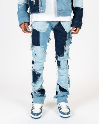 PHEELINGS LEFT IN THE PAST FLARE STACK DENIM (LIGHT BLUE/MEDIUM BLUE)