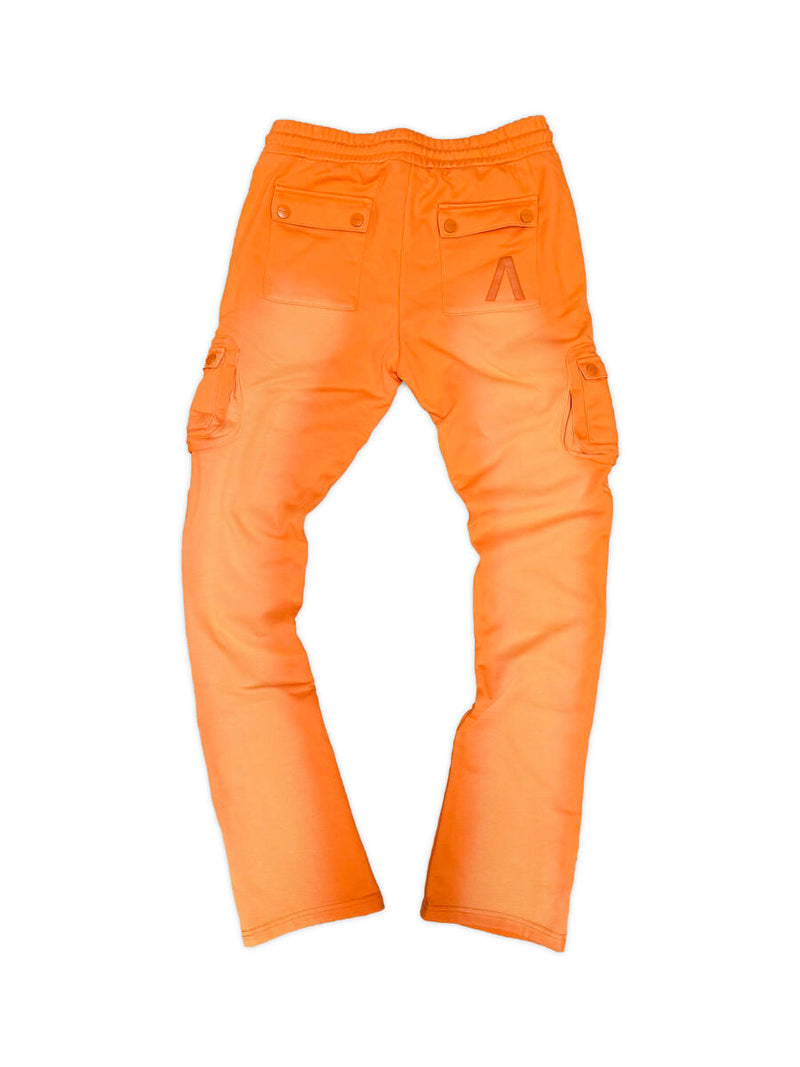 AOLOGNE STAND ALONE WASH STACKED CARGO JOGGERS (ORANGE)