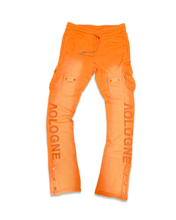 AOLOGNE STAND ALONE WASH STACKED CARGO JOGGERS (ORANGE)