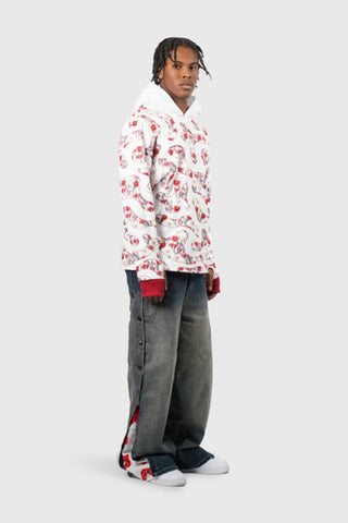 THC Opium Poppy Flower Camo Hoodie (White)