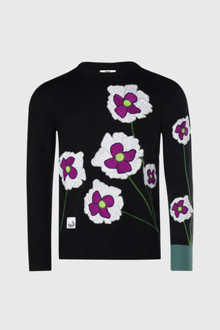 THC Opium Poppy Flower Knit Sweater (Black)
