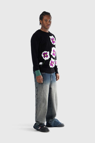 THC Opium Poppy Flower Knit Sweater (Black)